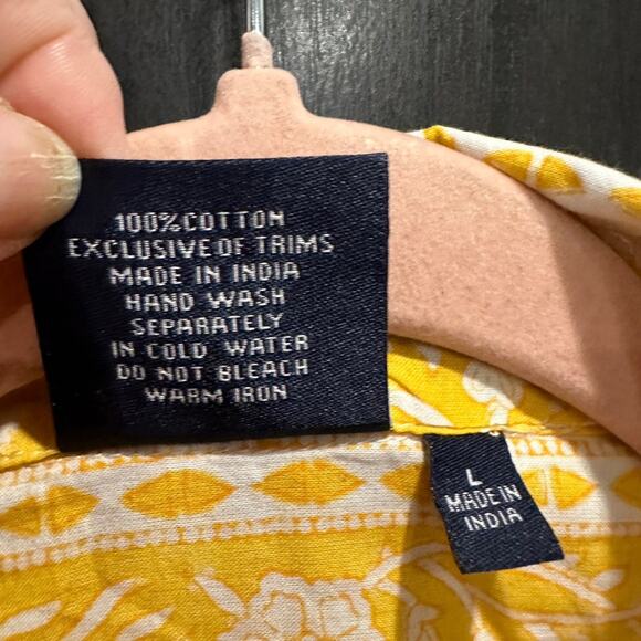 Madison Matthews 100% Cotton Coastal Shirt Dress Yellow White Resort Wear Beach - Picture 11 of 11